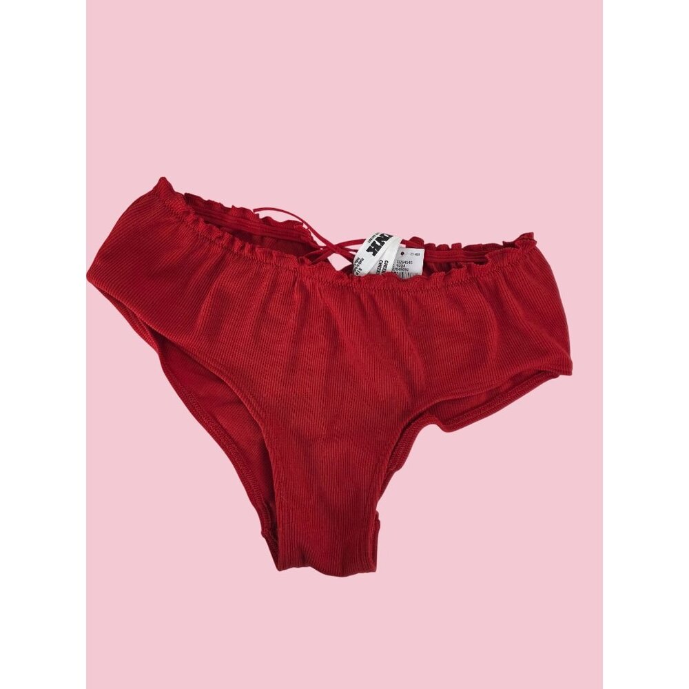NWT Victorias Secret Pink Ribbed Red High Waist Bikini Panties Size S Cheeky